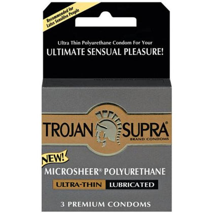 Trojan Supra Microsheer Polyurethane Condoms - Ultra-Thin Lubricated Condoms 3 Pack - For Enhanced Sensation and Protection