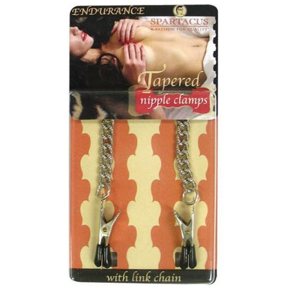 Introducing the Seductiva Silicone Rubber Tipped Nipple Clamps with Curbed Chain - Model XT-5000: Unleash Sensual Pleasure for All Genders, Focusing on Nipple Stimulation - Available in Ravishing Red