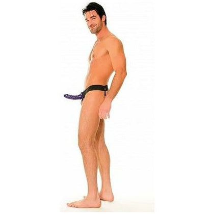 Introducing the PleasurePro Strap On - Model X9: The Ultimate Purple Hollow Strap On for Him or Her