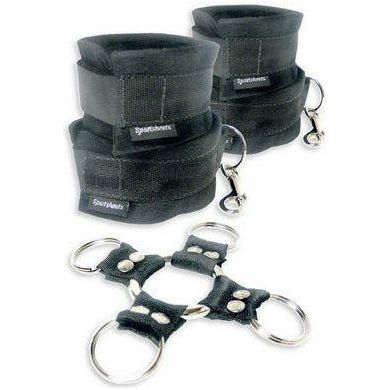 Luxurious Pleasure Bound 5 Piece Hog Tie and Cuff Set - Model HTP-5001 - Unisex - Ultimate Pleasure and Restraint - Midnight Black - Adult Naughty Store