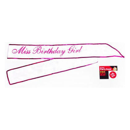 Birthday Queen Sparkling Sequin Sash - 5ft, Adjustable, Pink Trim - Miss Birthday Girl Sash