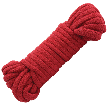 Shibari Cotton Bondage Rope - Red, 32 Feet - Japanese Style BDSM Restraint for Sensual Pleasure
