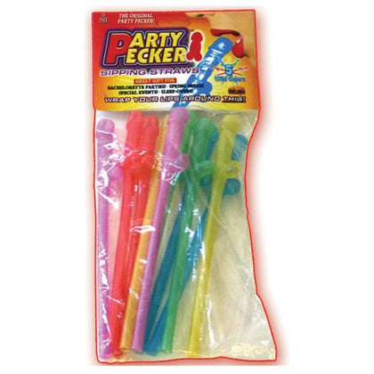 Party Pecker Neon Sipping Straws (Assorted Colors) - Adult Naughty Store