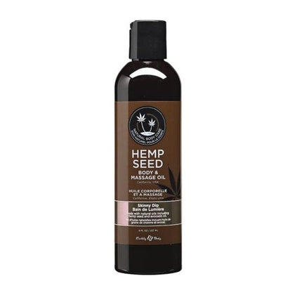 Earthly Body Hemp Seed Massage and Body Oil - Skinny Dip 8oz: Sensual Pleasure for All Genders in a Refreshing Blue Hue - Adult Naughty Store