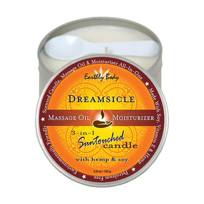 Earthly Body Dreamsicle Massage Candle - Sensual Soy Oil, Hemp-infused, 6.8oz