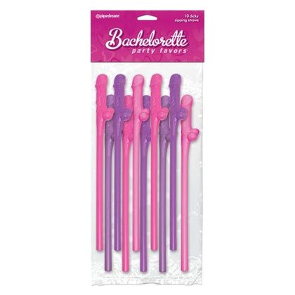 Bachelorette Party Favors Dicky Sipping Straws Pink-purple 10pc.