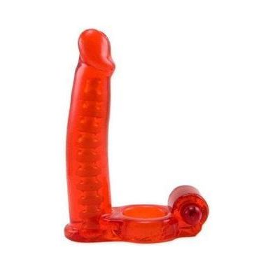 Introducing the PleasureMaxx Double Penetrator Cock Ring Red - The Ultimate Pleasure Enhancer for Couples