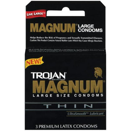 Trojan Magnum Thin Large Size Condoms with UltraSmooth Lubricant - Premium Latex Condoms for Men - Sensational Pleasure and Maximum Comfort - Model MT-3 - Pack of 3