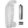 Clear Delight Studded Cock Teaser Penis Extension with Bullet Vibrator - Model X1 - Male Pleasure - G-Spot and Prostate Stimulation - Clear - Adult Naughty Store