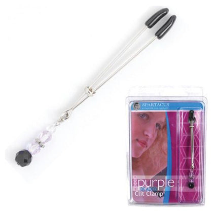 Introducing the Seductive Sensations Tweezer Clit Clamp with Purple Bead - Model TCC-001: A Luxurious Pleasure Accessory for Women's Intimate Delights