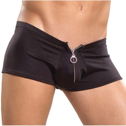 Male Power Zipper Shorts (Black/S/M) - Stylish and Sensational Men's Lingerie for Intimate Adventures - Adult Naughty Store