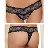 Seductive Secrets Crotchless Lace V-Thong Black Small-Medium - Empowering Elegance for Intimate Pleasure - Adult Naughty Store