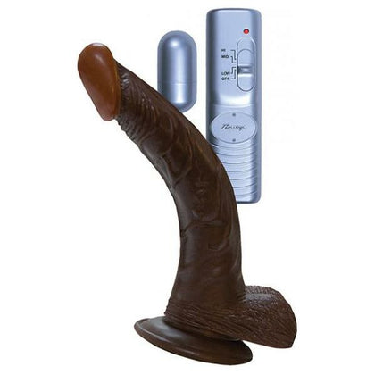 All American Whopper 8-Inch Curved Vibrating Dong with Balls - Realistic Brown Dildo for Intense Pleasure
