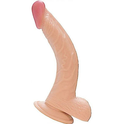 Real Skin All American Whoppers 8-Inch Flexible Curved Dong with Balls - Suction Cup Base - Phthalates Free - Pleasure for All Genders - Flesh