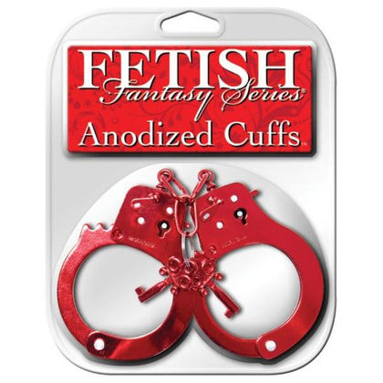 Fetish Fantasy Anodized Metal Cuffs - Beginner-Friendly Restraints for Sensual Pleasure - Model XYZ123 - Unisex - Enhanced Bedroom Play - Red