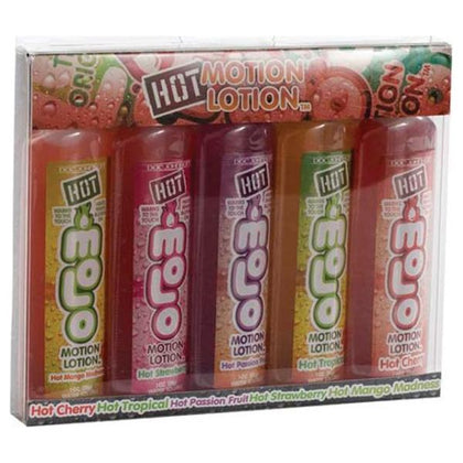 Hot Pleasure Motion Lotion 5 Pack 1oz - Intense Warming Lubricant for Sensual Play - Model: HPM-5P1 - Unisex - Multi-Flavored - Hot Cherry, Hot Tropical, Hot Passion Fruit, Hot Strawberry, an - Adult Naughty Store