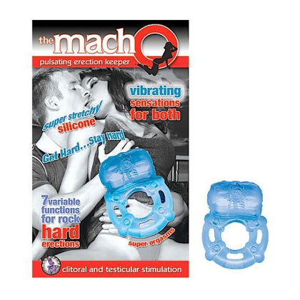 Macho Pulsating Erection Keeper (Blue) - Premium Silicone Vibrating Cock Ring with 7 Functions for Men's Pleasure - Adult Naughty Store