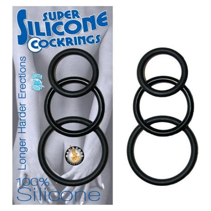 Introducing the SensaSilk Super Silicone Cockrings 3 (Black) - Premium Male Enhancement Rings for Enhanced Pleasure