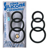 Introducing the SensaSilk Super Silicone Cockrings 3 (Black) - Premium Male Enhancement Rings for Enhanced Pleasure - Adult Naughty Store