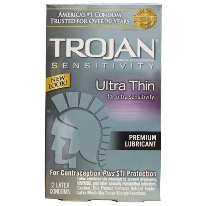 Trojan Sensitivity Ultra Thin Latex Condoms 12 Pack - Premium Pleasure for Enhanced Sensitivity - Adult Naughty Store