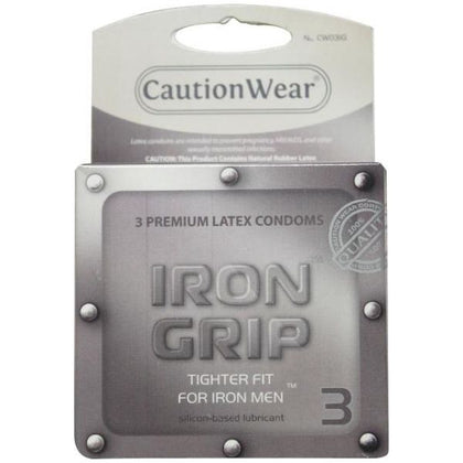 Caution Wear Iron Grip Condoms 3 Pack - Intensify Pleasure with the Iron Grip Tight Fit Condoms for Men