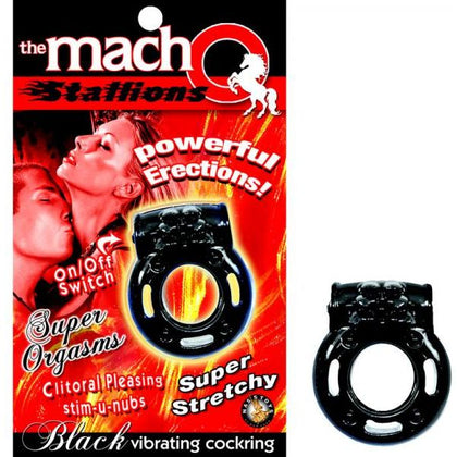 Macho Stallions Vibrating Cock Ring - Model MS-VR01 - Male Pleasure - Black
