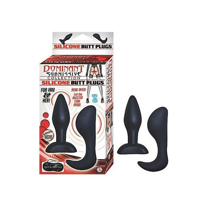 Dom. Sub. Collection Silicone Butt Plugs - Model DS-001 - Dual Gender G-Spot and Prostate Massaging Set - Black