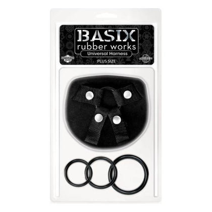 Basix Rubber Works - Universal Harness Plus Size Strap-On Kit - Model XYZ123 - Unisex - Multi-Pleasure - Black - Adult Naughty Store