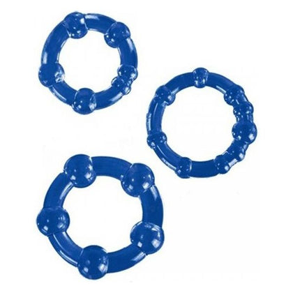 Blush Novelties Stay Hard Beaded Cock Rings Blue Pack of 3 - Enhance Your Pleasure and Performance - Adult Naughty Store