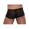 Male Power Stretch Lace Mini Shorts Black Medium - Sensual Lace Underwear for Men, Model MP-LS-001, Comfortable and Stylish, Perfect for Intimate Moments - Adult Naughty Store