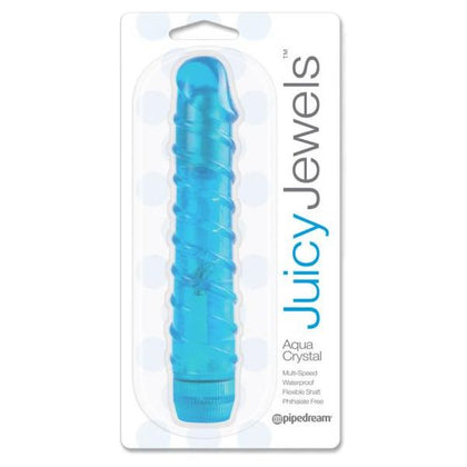 Juicy Jewels Aqua Crystal - Phthalate-Free Jelly Vibrating Dildo - Model JJ-500 - Female - G-Spot Stimulation - Blue