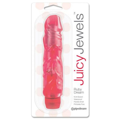 Juicy Jewels Ruby Dream Vibrating Dildo - Model JJ-101 - For Women - G-Spot Stimulation - Deep Red