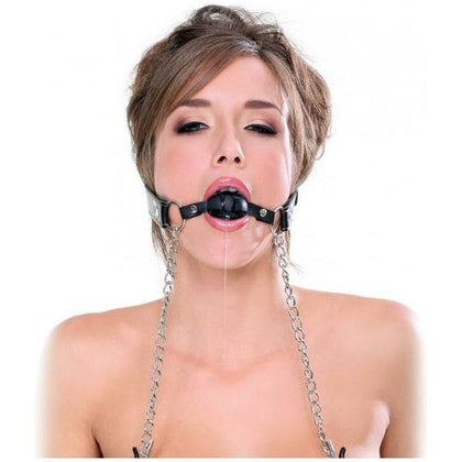Luxury Pleasure Co. Deluxe Ball Gag & Nipple Clamps Set - Model X1 - Unisex - Enhanced Oral Pleasure and Nipple Stimulation - Black