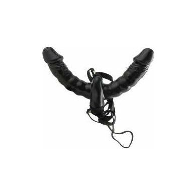 Fetish Fantasy Series Vibrating Double Delight Strap-On - Black: The Ultimate Pleasure Experience for Couples