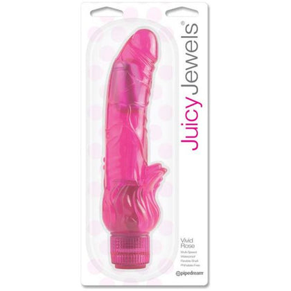 Juicy Jewels Vivid Rose - Phthalate-Free Jelly Multi-Speed Vibrating Dildo for Women - Model JJVR-001 - Pleasure for Vaginal and Clitoral Stimulation - Rose Pink