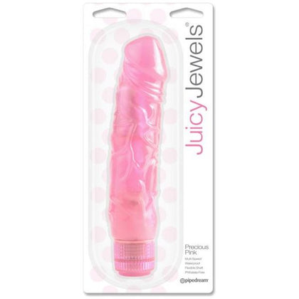 Juicy Jewels Precious Pink Vibrating Dildo - Model JJ-101 - Female G-Spot and Clitoral Stimulation - Waterproof - Phthalate-Free Jelly - Powerful Multi-Speed Vibration