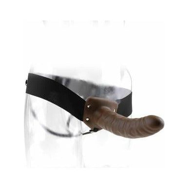 Introducing the Fetish Fantasy 8 inches Hollow Strap On Brown - The Ultimate Pleasure Enhancer for All Genders! - Adult Naughty Store