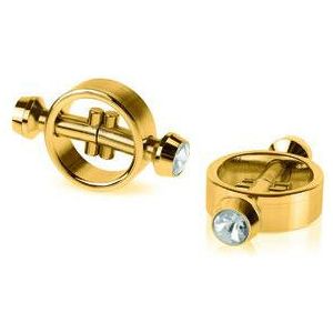 Fetish Fantasy Gold Magnetic Nipple Clamps - Exquisite Metal Nipple Stimulation Device, Model MG-3000, Unisex, Intensify Sensations, Elegant Gold - Adult Naughty Store