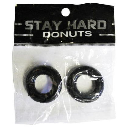 Power Stretch Donuts 2pk Black - TPE Stretchable Cock Rings for Enhanced Pleasure - Adult Naughty Store