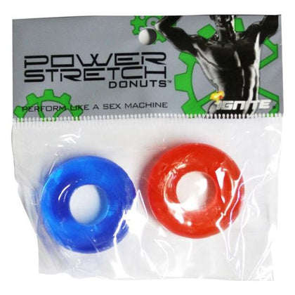 Introducing the SensaFlex Power Stretch Donuts 2 Pack - Red & Blue Rings: A Revolutionary Set of Thermoplastic Elastomers TPE Cock Rings for Enhanced Pleasure
