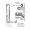 Fantasy X-tensions Vibrating Super Sleeve Clear - Lifelike Textured Extension for Enhanced Pleasure, Model XT-500, Unisex, Intensifies Penetration, Crystal Clear - Adult Naughty Store