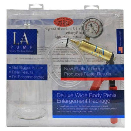 LA Pump Wide Body 2in Cylinder & Deluxe Pump - Premium Penis Enlargement Kit for Men, Enhancing Girth and Length, Model WBP-2, Male Pleasure, Transparent