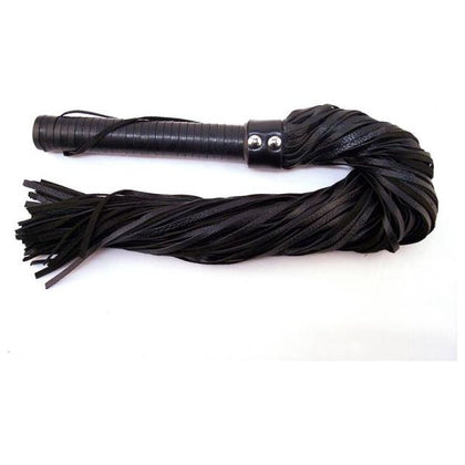 Rouge Garments Long Suede Flogger Leather Handle Black - Luxurious BDSM Toy for Enhanced Sensual Pleasure
