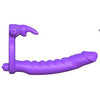 Fantasy C-Ringz Silicone Double Penetrator Rabbit - Dual Bullet Vibrating Cock Ring with Ribbed Dildo - Model DP-500 - Male and Female Pleasure - Purple - Adult Naughty Store