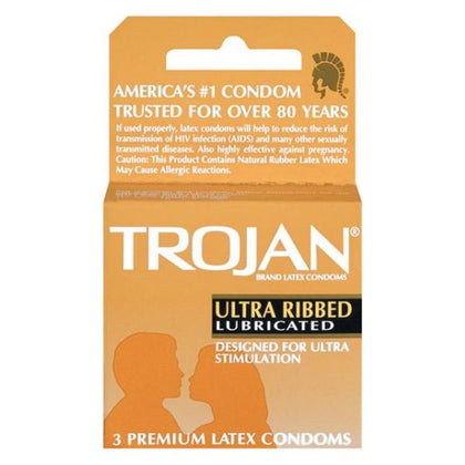 Trojan Ultra Ribbed Lubricated Condoms 3 Pack - Premium Latex Sensation Enhancers for Safer Intimacy