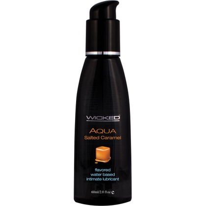 Wicked Aqua Salted Caramel Lube 2oz - Deliciously Flavored Water-Based Lubricant for Enhanced Oral Pleasures