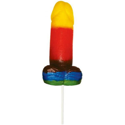 Introducing the Exquisite Pleasure Co. Sweet & Sour Jumbo Rainbow Gummy Cock Pop - Model X1, Male Pleasure Toy for Oral Delights, Vibrant Multi-Colored Design
