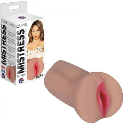 Mistress Bioskin Sophia Latte - Double Textured Ribbed and Nubbed Realistic Hand-Painted Lips Masturbator for Men - Intense Pleasure - Latte Brown - Adult Naughty Store