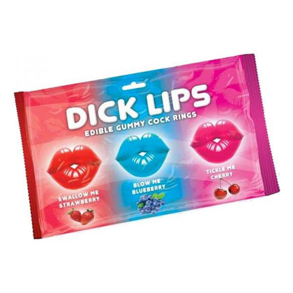 Introducing the Lips & Licks Pleasure Delight Gummy Cock Rings 3 Pack - Model DL-3000, for Him and Her, Enhancing Oral Fun, in a Variety of Delicious Flavors!