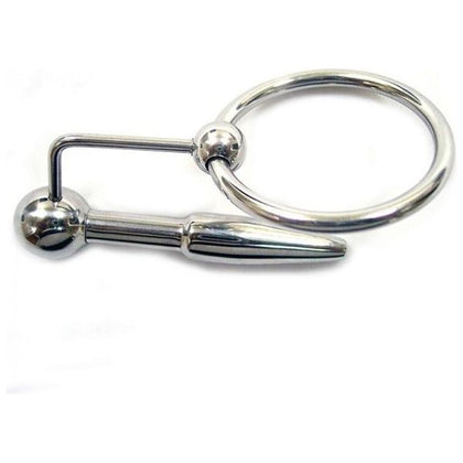 Introducing the Exquisite Stainless Steel Urethral Probe & Cock Ring Set - Model UC-5000X - For Men - Ultimate Pleasure and Sensation - Sleek Silver
